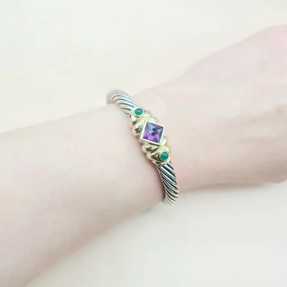 David Yurman Renaissance 7mm Station Bracelet With Amethyst Green